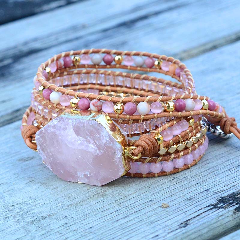 Natural Handmade Pink Quartz Bracelet Shopsy Adore